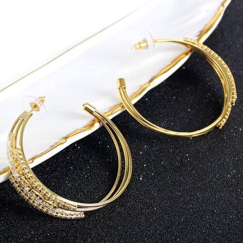 Fashion Jewelry Trendy Jewelry Hoop Earrings For Women Copper Jewelry Cubic Zirconia Geometric Earrings For Anniversary Jewelry