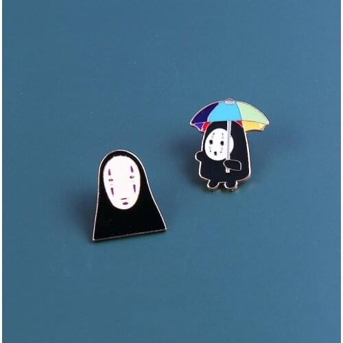 Anime Spirited Aways No Face Man White Dragon Hard Enamel Pin Kawaii Cartoon Brooch Anime Fan Collection Badge Unique Gifts