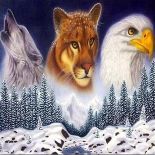 Animal Wolf Eagle DIY 11CT Embroidery Cross Stitch Kits Craft Needlework Set Cotton Thread Printed Canvas Home Wholesale