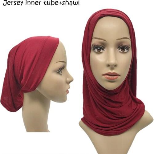 1set New Muslim Headscarf Set Islamic Inner Caps And Hijab Set Modal Women Hijab Stretch Cap And Scarfs Set Bonnet Neck Cover