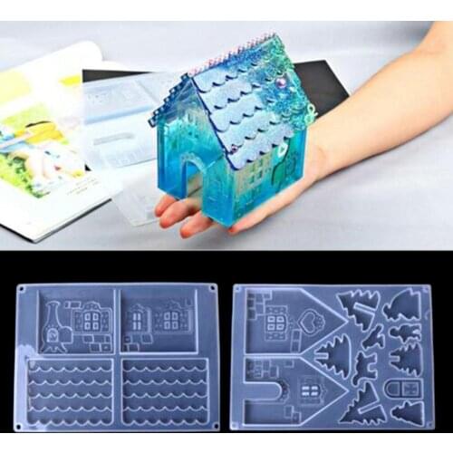 1pc Big Size Christmas House Castle Silicone Mould Epoxy Resin Mold poxy Resin Jewelry Making Tool Set Epoxy Silicone Mold