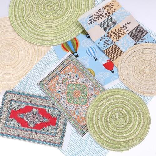 1pcs Woven Hand Turkish Rugs Doll House Mini Carpet Mat Decor Floor Coverings For 1:12 Scale DIY Dollhouse Accessories