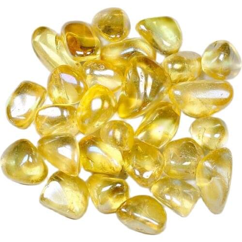 100g/Bag Natural Clear Quartz Electroplating Yellow Color Reiki Crystals Gemstone Health Energy Large Grain Fish Tank Decoration