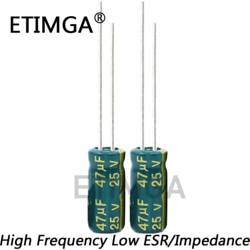 20pcs/lot 25V 47UF Low ESR/Impedance High Frequency Aluminum Electrolytic Capacitor Size 5*11 47UF25V 20