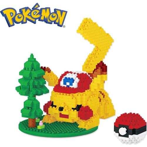 682PCS+ Pokemon Scene Cute Sleep Pikachu Mini Building Blocks Diamond Micro Brick Figures Toys For Kid Christmas Gift 7123A