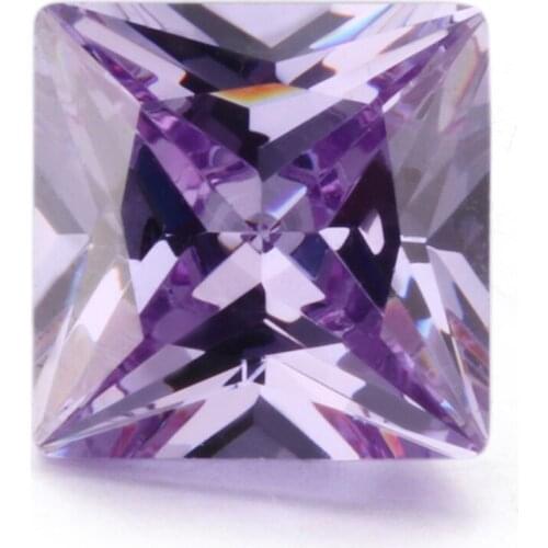 Hot Sale 1.5x1.5~12x12mm Square Shape Princess Cut 5A Zirconia Stone Synthetic Gems Lavender CZ Stone For Jewelry