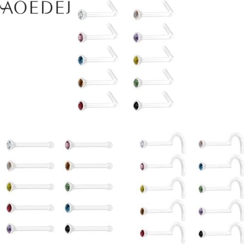 AOEDEJ Piercing Nariz 10Pcs Transparent Acrylic Clear Tongue Ring Barbell Eyebrow Belly Nose Labret Lip Body Jewelry Wholesale