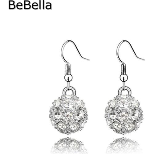 BeBella lovely crystal setting ball pendant dangler drop earrings jewelry for women girls Christmas fashion gift