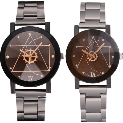 Reloj Couple Watch Stainless Steel Creative Watch Quartz Simulation Mens Watch Timing Lady Clock Gift Saat Montre Connectee