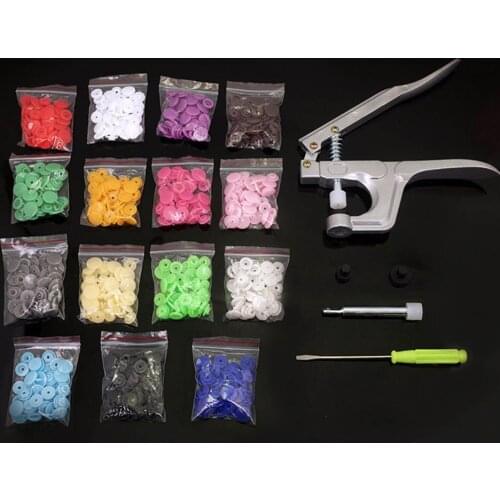 Four-button Fastener Snap Pliers KAM Button + 150 set T5 Plastic Resin Snap Button Press Machine Sewing Tool