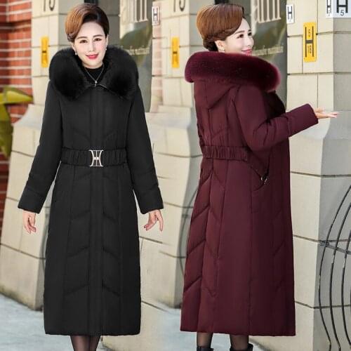 Long Down Cotton Jacket Coats Women 2021 Winter Fashion Elegant Cotton Parka Coat Plus Size Female Loose Cotton-padded Overcoat