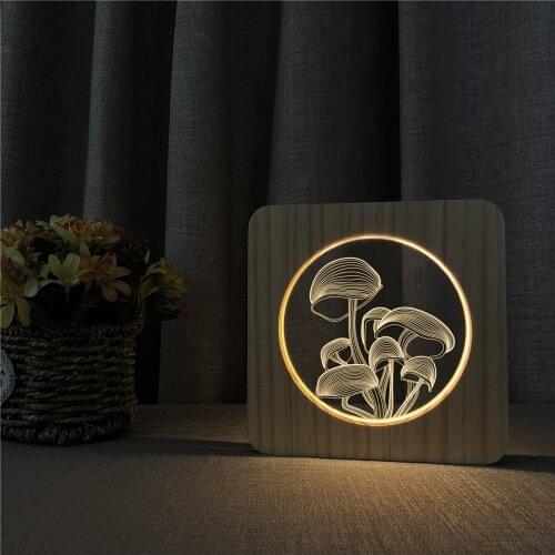 Mushroom 3D USB LED Arylic Night Lamp Table Light Switch Control Carving Lamp for Childrens Room Decoration Dropshipping