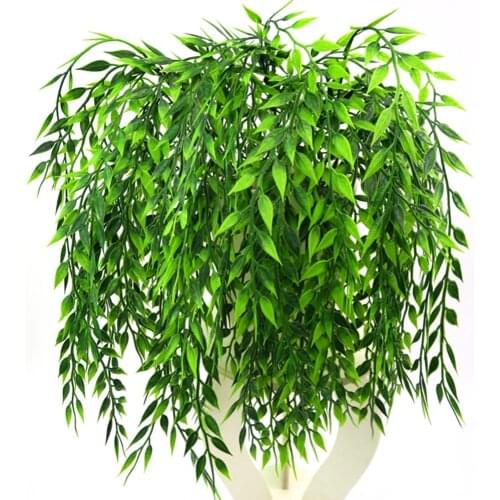 Artificial Willow Branches Wicker Plastic Fake Weeping Willow Green Plants Rattan Fake Flowers Wall Hanging Ceiling Decoration