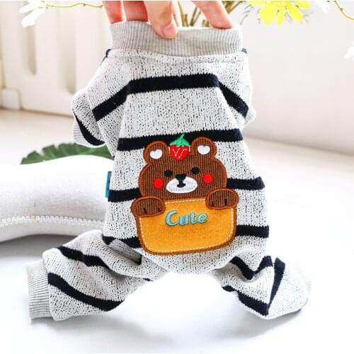 Striped Jumpsuit For Dogs Four-legged Dog Onesie Overalls Pet Rompers Homewear Pajamas For Chihuahua Teddy Spring Puppy Clothes