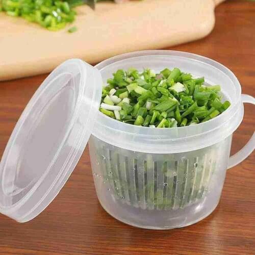 Kitchen Round Storage Box Onion Ginger Garlic Drain Storage Case Refrigerator Food Fresh-keeping Container Household Organizer