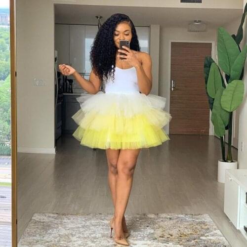 Candy Color Mini Skirt Tulle Tiered Summer Style Woman Skirts Custom Made Ruffled Mixed Colors Cute Skirt for Girls Plus Size