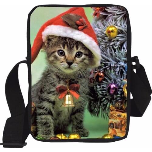 The fashion Christmas Dog Cat Pattern Women Mini Handbags Fashion Shoulder Messenger Bags For Ladies Girls Travel Mochila Bolsas
