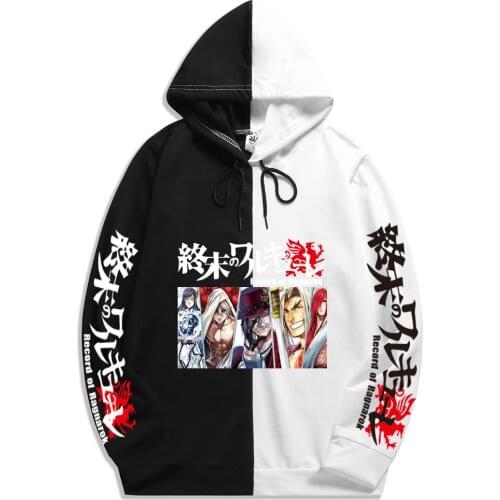 Japanese Anime Record of Ragnarok 2021 autumn new pattern fashion trend splicing printing student style Men hooded sweatshirt
