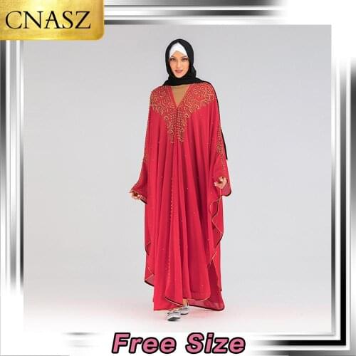 New Muslim Dress Abayas For Women Turkish Dubai Clothing Islamic Middle East Elegant High-Grade Beading Kaftan Kimono Morrocan