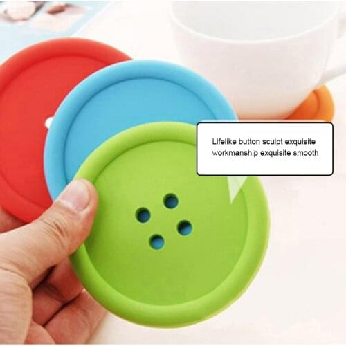 Silicone Drink Coaster Table Placemat Creative Button Coffee Mug Cup Coaster Heat Insulation Pot Mat Kitchen Accessories TSLM1