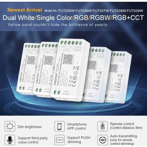 Miboxer 2.4GHz Music APP voice Single Color Dual White RGB RGBW RGB+CCT (WiFi+2.4G) remote control LED dimming controller