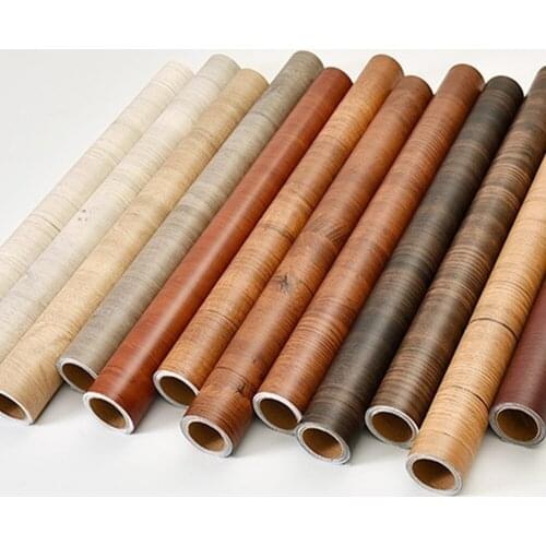 PVC Wallpaper Furniture Stickers Wood Vinyl Sticker Roll Adhesive Contact Paper Doors Cabinet Desktop Waterproof