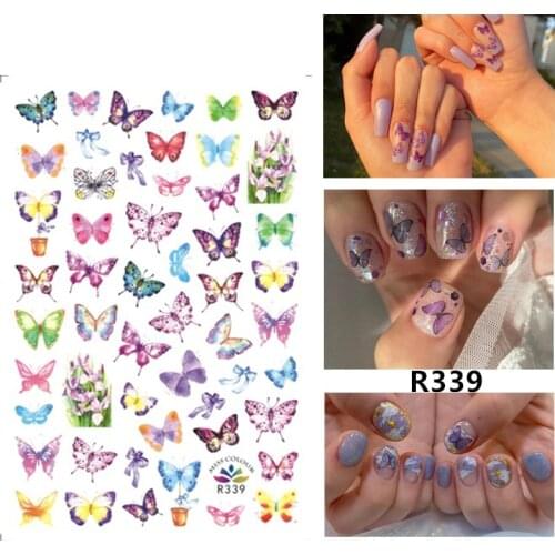 Self-adhesive 3D Stickers for Nails Colorful Cute Butterfly Flower Nail Art Decorations Small Size Stickers Women Girl Nail Foil