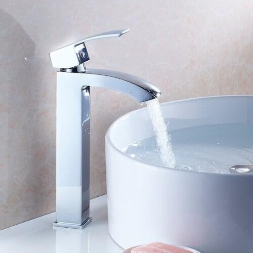 Vidric Tall Basin Faucet Waterfall Bathroom Faucet Single handle Basin Mixer Tap Bath Chrome/Black Faucet Brass Sink Water Crane