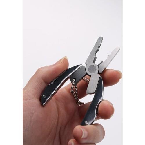 Vise tool pliers outdoor camping wire cutter tool folding knife scissors tool multi-function stainless steel home keychain