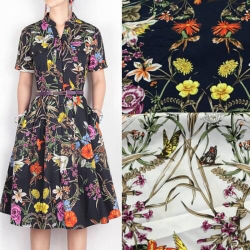 100% cotton printed fabric cloth 145 cm width thin custom brand womens shirts children sewing fabric for dress material