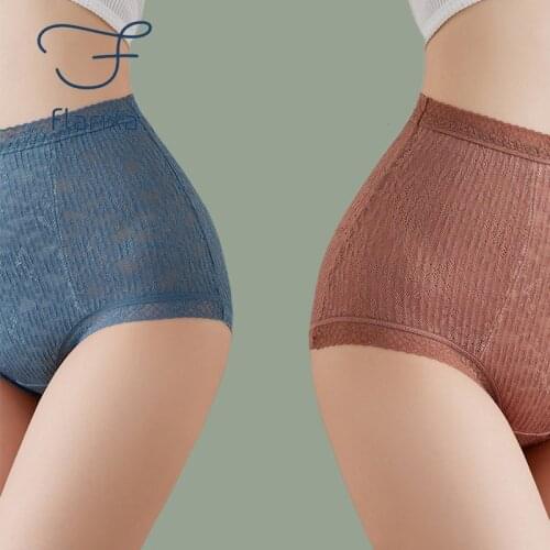 Flarixa Sexy Lace Womens Panties High Waist Slimming Belly Thong Antibacterial Breathable Underwear Large Size Triangle Briefs