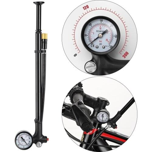 MTB Bike Air Pump Bicycle Shock Pump W/Gauge High Pressure 120psi