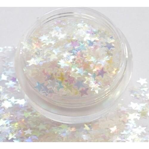 1 Box Magic white Nail Glitter Shining Bling Sequins Nail Art Manicure 3D Decoration (silver five-pointed star) Teenage heart