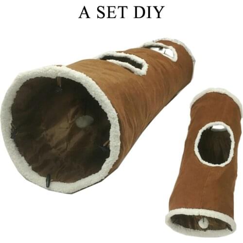 Suede Tube for Large Cat With Balls Pet Tunnel Toy Fun Cat Kitten Toys 2 Holes Pet Toy Dog Bunnies