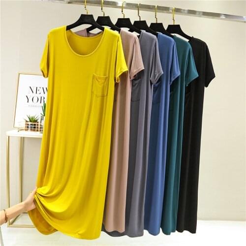 2021Spring and Summer Womens Nightdress Modal Short-sleeved Plus Size Loose Home Service Sleepwear Women Nightwear Sleep Tops