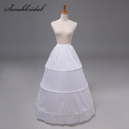 In Stock Women Skirt Slip 1 Layer 3 Hoop White Wedding Petticoat Rockabilly Crinoline Bride Cosplay Party Dress Underskirt 12014