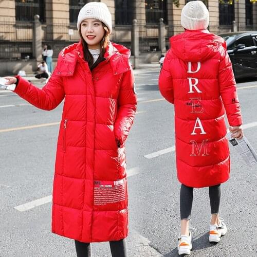 2021 Women Winter Down Cotton Jacket Coat Hooded Warm Glossy Ladies Long Parkas Oversize Winter Puffer Jacket Women Snow Coats