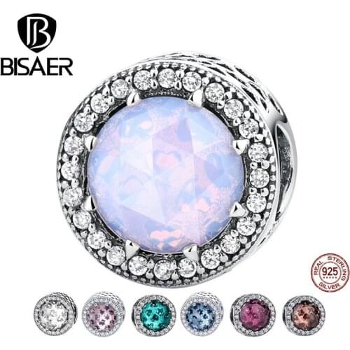 925 Sterling Silver Radiant Hearts, Pink Green Glass Crystal & Clear CZ Charms Fit BISAER Charms Silver 925 Original Bracelet