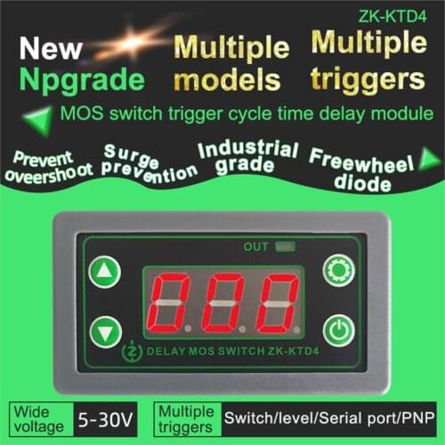 ZK-KTD4 DC 5-30v 15a mos trigger switch timing delay module solenoid valve, control 5v 12v 24v for electric pump LED