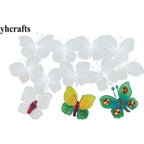 12PCS/LOT.Paint unfinished silk butterfly ornaments Home decoration Kindergarten arts and crafts Early educational creative DIY