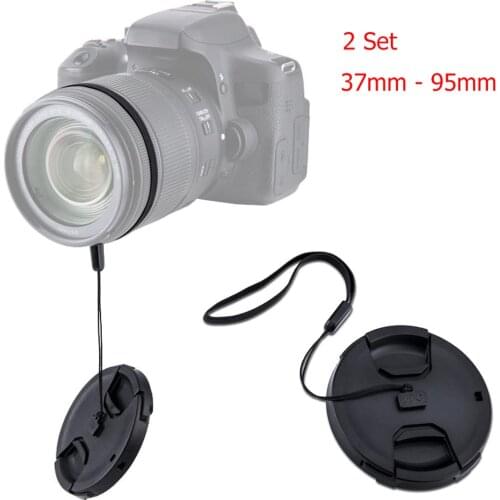 JJC 2PCS Camera Lens Cap Holder Cover 37 40.5 43 46 49 52 55 58 62 67 72 77 82 86 95 for Canon Nikon Sony Fuji Olypums DSLR Lens
