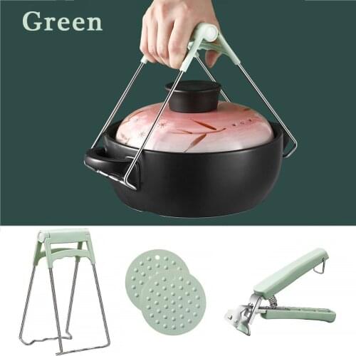 4pc/Set Hot Bowl Holder Dish Clamp Pot Pan Gripper Clip Hot Dish Plate Bowl Clip Retriever Tongs Silicone Insulation Mat Kitchen