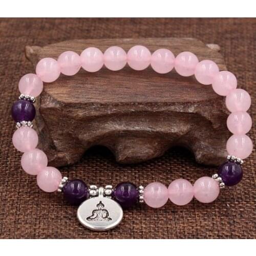 8mm 5h4 elastic adjusted Charm nature stone bead Lotus life tree Buddha head Punk Charm agate Onyx Bracelet