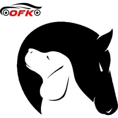Car Stickers Decor Motorcycle Decals Dog and Horse Friendship Love Decorative Accessories Creative Waterproof PVC,13cm*12cm