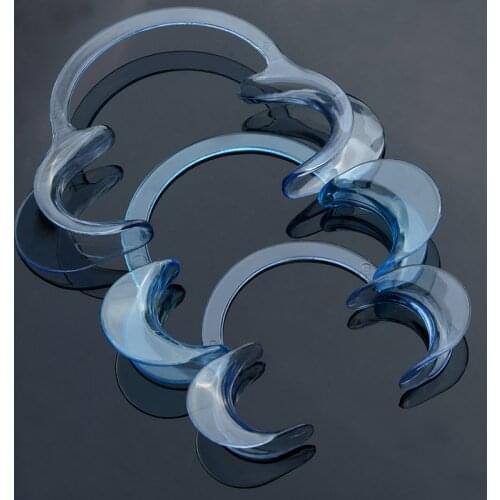 AZDENT 50Pcs C-Shape Small, Middle, Large Mouth opener Transparent Blue Teeth Whitening Intraoral Lip Cheek Retractor Tooth Tray