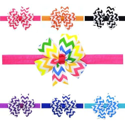 Chevron printed grosgrain ribbon bow with FOE headband boutique newborn chevron FOE headbands