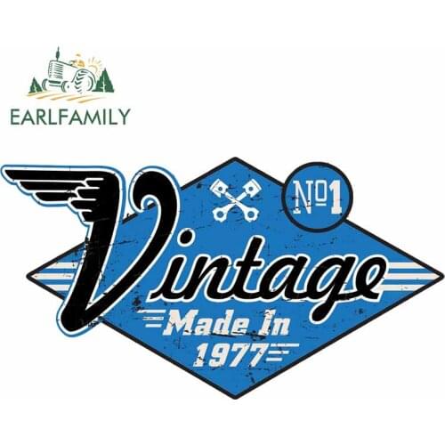 EARLFAMILY 13cm x 7.2cm Retro Distressed Aged Vintage Made In 1977 Biker Style Motif External Vinyl Car Sticker Decal