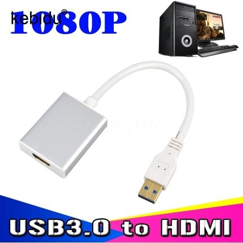 Kebidu 1080P USB 3.0 Converter Adapter Cable Male to Female Multi Display Graphic Adater for Desktop Laptop HDTV