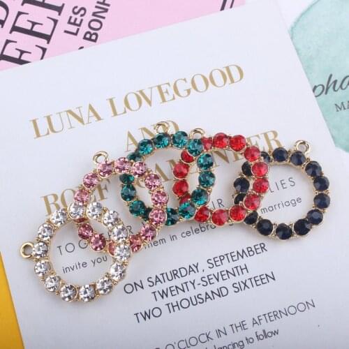 DIY Korean jewelry black white green red pink big crystal ring charms pendant accessories for necklace bracelet earrings jewelry