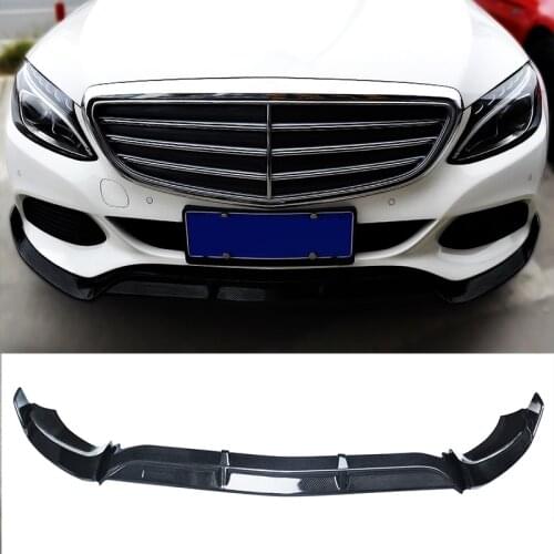 Loyalty For Front Bumper Lip 2015-2018 Mercedes C-Class Spoiler Splitter Gloss Black Water Transfer Printing Car Accessories
